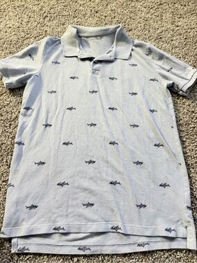 Old Navy Light Blue Polo with Navy Shark Motif